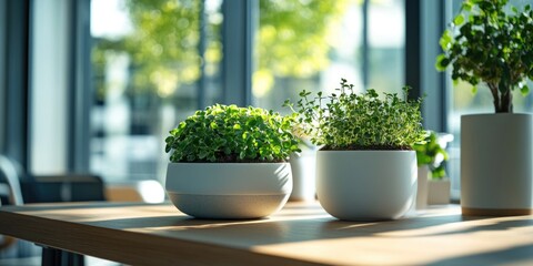 Wall Mural - Office Workspace with Indoor Plants and Greenery