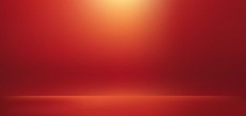 Abstract gradient podium background. Red empty 3d studio backdrop. Clean scene for product presentation. Christmas or New Year mockup template. Vector illustration.