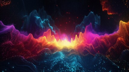 Wall Mural - A colorful, abstract space with a bright yellow sun in the middle