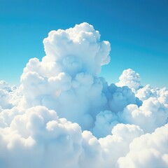 Wall Mural - blue sky with a wave-like cloud crest in soft gradient background, blue sky, atmospheric