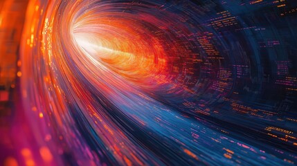 Wall Mural - A colorful, swirling tunnel with a bright orange center