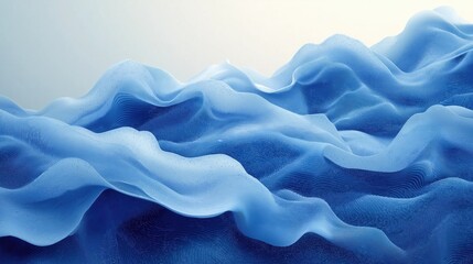 Wall Mural - the image is a blue wave with a white background