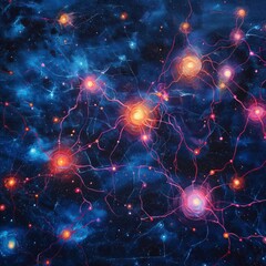 Wall Mural - a colorful galaxy with many stars and a few red and orange ones