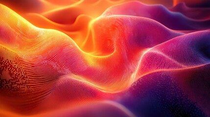 Wall Mural - A colorful, abstract painting of a wave with a bright orange and red hue