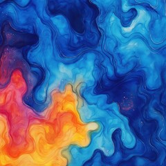 Wall Mural - A blue and orange swirl pattern with a yellow center