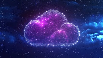 Wall Mural - abstract glowing cloud network symbol in space.
