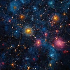 Wall Mural - A colorful galaxy with many stars and a blue background