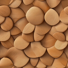 Wall Mural - Textured wooden surface with overlapping circular shapes in warm tones, creating natural and organic feel. Ideal for backgrounds or design elements