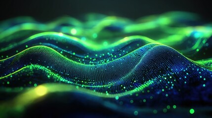 Wall Mural - A green and blue wave with a lot of sparkles