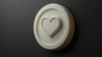 Sticker - minimalist 3d heart emblem on a dark background, representing love, passion, and affection in artist