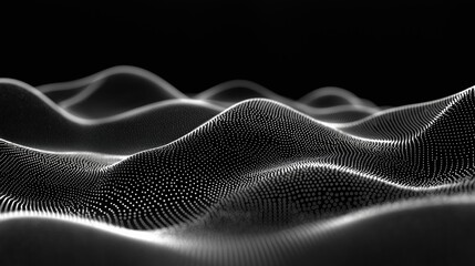 Wall Mural - a black and white image of a wave with a lot of dots