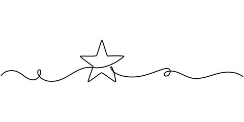 Wall Mural - Star one continuous line drawing sparkle sketch design vector, One line  Drawing or illustration of a star, Hand drawn doodle star in continuous line art style. Single line vector illustration, pro.