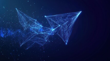 Wall Mural - abstract blue digital arrow network.
