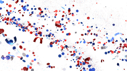 Wall Mural - Confetti - Festive background with confetti in the shape of Confetti in the color of the American flag. US independence day.