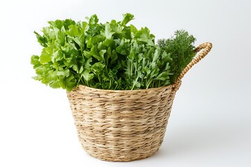 Wall Mural - Fresh Herbs in a Natural Woven Basket