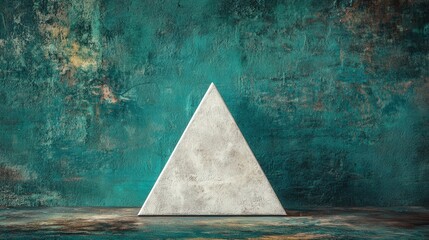 Sticker - abstract triangular shape on textured turquoise background in artistic indoor setting for creative d