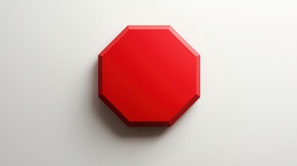 Canvas Print - bright red stop sign on a smooth white surface with soft shadows and minimalistic design elements