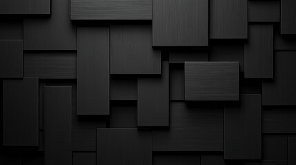 Wall Mural - abstract black wall design with layered rectangular shapes showcasing modern minimalist aesthetics a