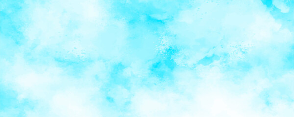 Poster - Abstract blue sky with cloud closeup background. Light blue bubbly cloud patterns and textures watercolor design. Grunge light pastel colors ink glow aquarelle smudge texture
