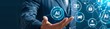 © Fox - In a futuristic scenario, a businessman interacts with a digital AI holographic display, showcasing cuttingedge technology and innovation in business, symbolizing hightech solutions