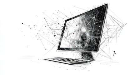 Abstract computer with digital network connections.