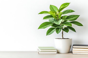 Wall Mural - Elegant Indoor Plant and Books Arrangement