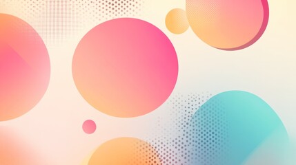 Wall Mural - Abstract pastel background with overlapping circles and halftone texture.