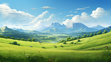 Poster - Serene Mountain Valley Landscape