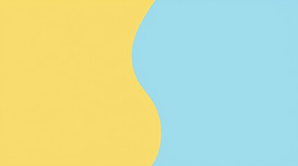 Wall Mural - minimalist color background featuring a wavy separation between a soft yellow and a pastel light blu