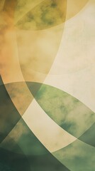 Wall Mural - abstract background featuring intertwined arcs in shades of green, gold, and cream, creating a dynam