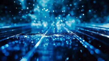 Wall Mural - this video with abstract glowing elements on a blue background is suitable for scientific presentati