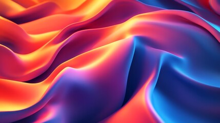 Poster - A colorful, abstract image of a wave of fabric with a blue and red stripe