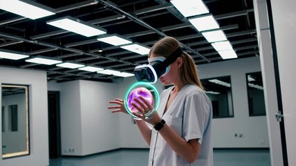 Leinwandbilder - Exploring virtual reality technology with an interactive hologram experience in a modern lab environment