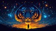 © M_H_L - A Celestial Tiger Gazes Upon A Solitary Figure