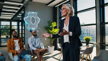 Leinwandbilder - Dynamic presentation on innovation trends in a modern office setting with engaged audience