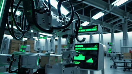 Aufkleber - Advanced automation technology in a modern manufacturing facility showcasing robotics and monitoring systems