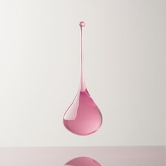 Wall Mural - Pink Water Droplet Suspended in Mid Air with Soft Background