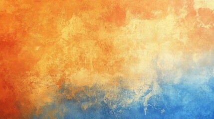 Poster - Colorful textured abstract background with warm orange and cool blue gradient and copy space for text overlay.