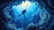 © Lavish - Scuba Diver Ascending Through a Coral Cave