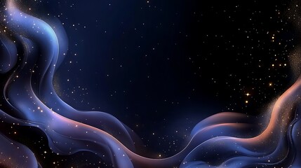 Wall Mural - Abstract Dark Blue Waves With Golden Stars