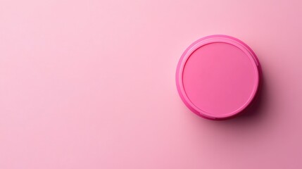 Wall Mural - Pink round container lid on a soft pink background with ample copy space for text insertion