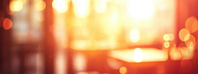 Wall Mural - warm golden light creating a bokeh effect in a softly blurred indoor setting with abstract shapes an
