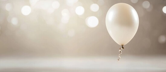 Wall Mural - white balloon on a soft blurred golden background with copy space for text or advertising.