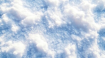 Wall Mural - Close-up of fresh snow texture with soft white fluff and natural patterns Copy Space