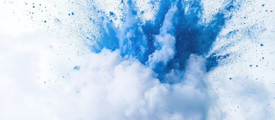 Wall Mural - Bright Blue and White Paint Explosion Abstract Background with Space for Text or Graphic Elements