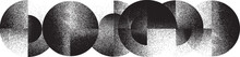 Sprayed black half circles composition .Graffiti art design . Noise textured semi circles . Spray effect .Grunge texture .Art design forms.Distressed element .Rough roller paint semicircles .Vector  