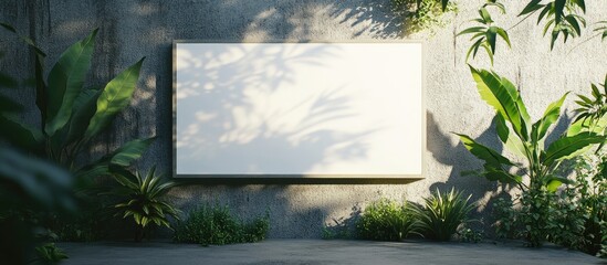 Canvas Print - Blank billboard mockup in lush greenery with ample copy space for advertisements and promotional messages in a natural setting