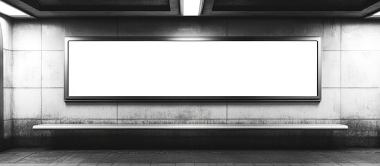 Canvas Print - Subway Blank Advertising Billboard with Copyspace for Text in Urban Underground Setting