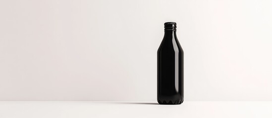 Canvas Print - Black Water Bottle Mockup on Minimalist White Background for Creative Branding and Product Design Use