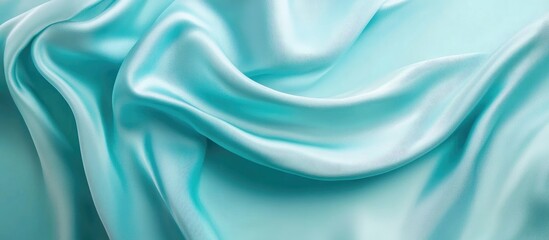 Sticker - Aquamarine silk fabric texture with gentle folds and gradients ideal for backgrounds and stylish design elements